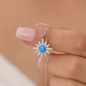 Vaoov 925 Ayar Gümüş Mavi Opal Taşlı Kutup Yıldızı Kolye thumbnail 1