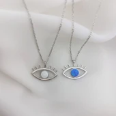 Vaoov 925 Ayar Gümüş Mavi Opal Taşlı Göz Kolye thumbnail 6