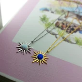 Vaoov 925 Ayar Gümüş Mavi Opal Taşlı Kutup Yıldızı Gold Kolye thumbnail 5