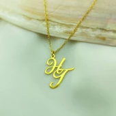 Vaoov 925 Ayar Gümüş El Yazısı İki Harfli Kolye thumbnail 2