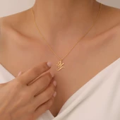 Vaoov 925 Ayar Gümüş El Yazısı İki Harfli Kolye thumbnail 3