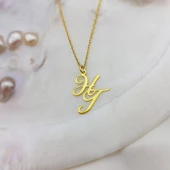 Vaoov 925 Ayar Gümüş El Yazısı İki Harfli Kolye thumbnail 4