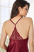 8600 Kadın Çeyizlik Saten 6'lı Set-BORDO M BEDEN - 8