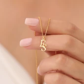 Vaoov 925 Ayar Gümüş İki Harfli Minimal Kolye thumbnail 1