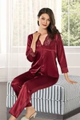8600 Kadın Çeyizlik Saten 6'lı Set-BORDO M BEDEN - 6