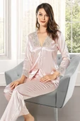 8600 Kadın Çeyizlik Saten 6'lı Set-BORDO M BEDEN - 4