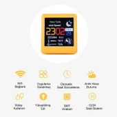 HyMark Akıllı Mini Hava Durumu İstasyonu 1.54 inç LED LCD 28x28mm Dijital Ekran WiFi Saat Sıcaklık Nem - 3
