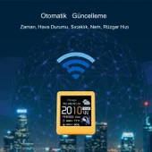 HyMark Akıllı Mini Hava Durumu İstasyonu 1.54 inç LED LCD 28x28mm Dijital Ekran WiFi Saat Sıcaklık Nem - 2