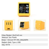 HyMark Akıllı Mini Hava Durumu İstasyonu 1.54 inç LED LCD 28x28mm Dijital Ekran WiFi Saat Sıcaklık Nem - 5