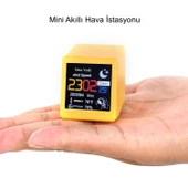 HyMark Akıllı Mini Hava Durumu İstasyonu 1.54 inç LED LCD 28x28mm Dijital Ekran WiFi Saat Sıcaklık Nem thumbnail 4