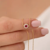 925 Ayar Gümüş Pembe ve Beyaz Taşlı Zarif Bileklik thumbnail 2