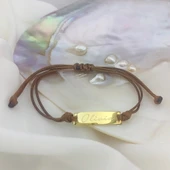 925 Ayar Gümüş İsimli Plaka İp Bileklik thumbnail 7