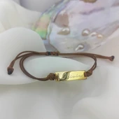 925 Ayar Gümüş İsimli Plaka İp Bileklik thumbnail 4