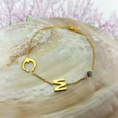 925 Ayar Gümüş Harf ve Nal Taşlı Şans Bileklik thumbnail 6