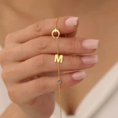 925 Ayar Gümüş Harf ve Nal Taşlı Şans Bileklik thumbnail 3