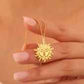 925 Ayar Gümüş Güneş Yüzlü Kolye thumbnail 2