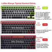 MacBook Air Pro Klavye Koruyucu Türkçe Q Baskılı US Klavye Uyumlu Silikon Kapak - 2