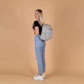 M&Y Dust Deri Anne Bebek Bakım Sırt Çantası 7130 Gri - 7