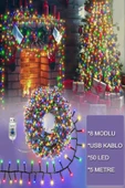 LED Işık Zinciri – USB Kablolu, 8 Modlu Renkli Yılbaşı Oda Balkon Dekorasyon 5 Metre LED Işık - 1