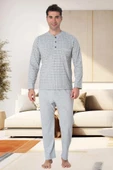 Mecit 22759 Erkek Gri Şardonlu Kışlık Büyük Beden Pijama Takımı thumbnail 2