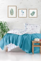 CLASY ÇİFT KİŞİLİK BUTİK PİKE TAKIMI METALİ V4 TURKUAZ - 1