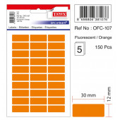 Tanex Fluorescent / ORANGE Ofis Etiketi 12mmX30mm 5.yaprak (150 Etiket) - 1