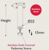 Gürçay Paslanmaz Metal Mobilya Dolap Ayağı 32mm (4 Adet) - 3