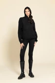 Oversize Kanguru Cepli Siyah Sweatshirt - 5