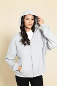 Oversize Fermuarlı Cepli Gri Sweatshirt - 3