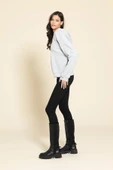 Oversize Fermuarlı Cepli Gri Sweatshirt - 6
