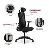 Seduna Benin Ofis Koltuğu | Yönetici Koltuğu Hareketli Kol thumbnail 3