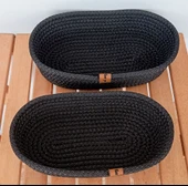 DEKORATİF 2 ADET OVAL SEPET 15*25CM SİYAH EV BANYO JÜT ÇOK AMAÇLI DÜZENLEYİCİ ORGANİZER - 5