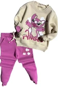 Kız Çocuk Stitch Karakter ve Angel Yazı Baskılı Pembe Eşofman Takım thumbnail 4