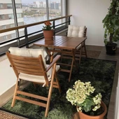 Antalya Katlanır Ahşap Bahçe Balkon Seti: 80x80 Masa + 2 D.Minderli Sandalye - 4