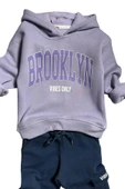 Kız Çocuk Brooklyn Detaylı Kapüşonlu Lila Eşofman Takım thumbnail 2