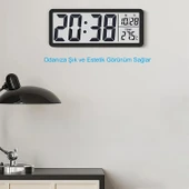HyMark LCD Ekran 20x8cm Dijital Duvar Saati USB Pilli Zaman Sıcaklık Tarih - 5