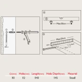 Gizli Raf Bağlantı Çubuğu 10*140mm (2 Adet) - 3