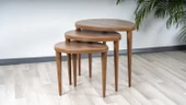 Sade ceviz mdf üçlü zigon sehpa seti - 3