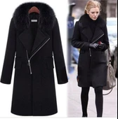 Kışlık Kürklü Kaşe Kadın Kaban thumbnail 1