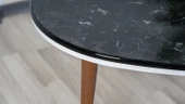 Siyah Mermer Desen Elips Orta Sehpa - 3