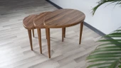 Sade ceviz mdf üçlü zigon sehpa seti - 2