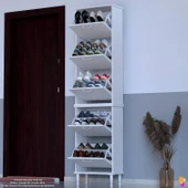 Modilayn VARBİ UMAY' 2 Li Kapı Önü 52x205x26 cm’ lik 5 Düşer Kapak 10 Göz Bölmeli Ayakkabılık - 4