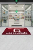 Valerine Life Eczane Logolu Kırmızı Acil Şifalar Dileriz Hoş Geldiniz İş Yeri Kapı Önü Paspası 45x70cm - 1