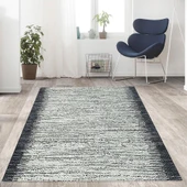 Modern yağmur bordür desenli Salon Mutfak Oda Halısı Siyah Beyaz Halı Kaymaz Yıkanabilir - 1