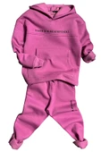 Kız Çocuk Power Of Music Yazı Baskı Kapüşonlu 3 İplik Fuşya Eşofman Takım thumbnail 1