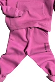 Kız Çocuk Power Of Music Yazı Baskı Kapüşonlu 3 İplik Fuşya Eşofman Takım thumbnail 4