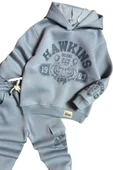 Erkek Çocuk Kaplan Baskılı Hawkings Detaylı Kapüşonlu Buz Mavisi Eşofman Takım thumbnail 2