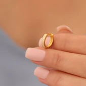 925 Ayar Gümüş Taşlı Halka Küpe Çap:13 mm- ES00145 - 5