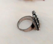 Kadın Yüzük Otantik Eskitme Tasarım Taşlı Gri Ayarlanabilir Ölçü - 2