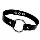 Siyah Deri Tasma Halka 35 cm Choker Bayan Kolye Takı - 1